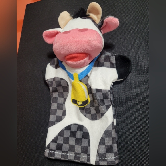 PUPPETS Spotted Cow farm ranch animal hand puppet and farm animal finger puppets - Picture 3 of 8